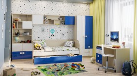 Детская комната Скай Люкс (Синий/Белый/корпус Клен) в Санкт-Петербурге - sankt-peterburg.katalogmebeli.com | фото