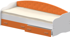 Кровать Софа-8 с мягкой спинкой (900х1900) Белый/Оранжевый в Санкт-Петербурге - sankt-peterburg.katalogmebeli.com | фото